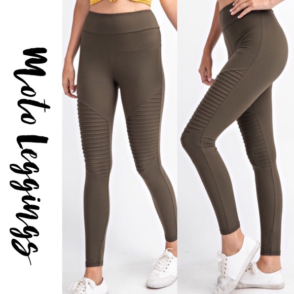 gallery_of_gems Pants - Butter Soft Olive Moto Leggings!